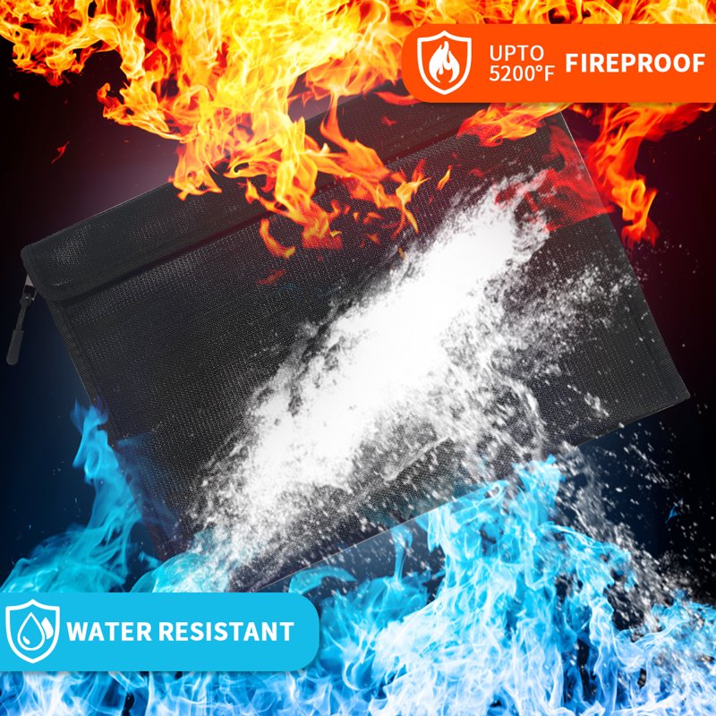 Fireproof Document & Money Bag Set - Heat & Water Resistant Safeguard