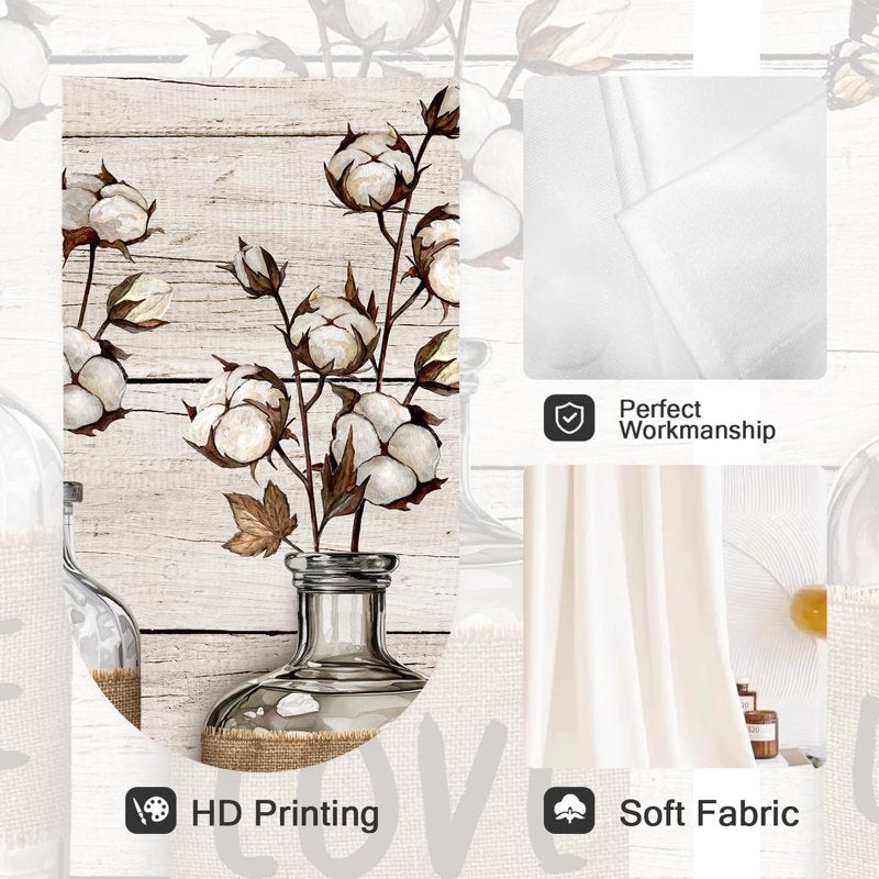 Set of 2 Floral Kitchen Window Curtains 27.5 x 36 Inches Farmhouse Rustic Style