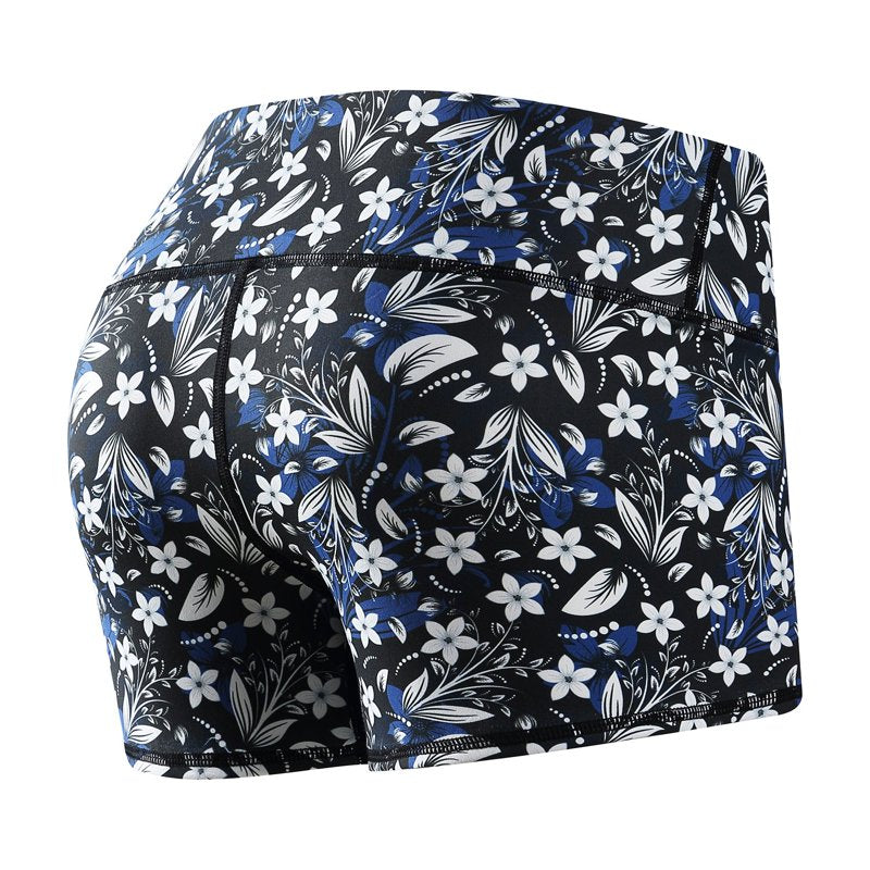 TOUGH MODE Navy Flower 3" Women’s Athletic Running Shorts - Lightweight Spandex