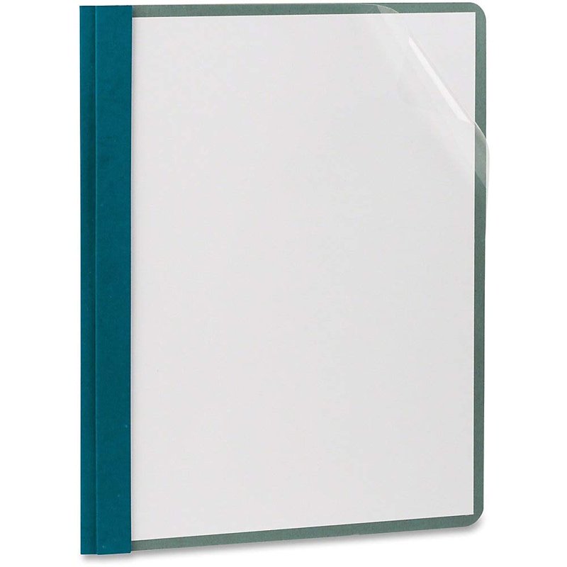 Earthwise Oxford 100% Recycled Clear Report Covers with 3-Prong Fastener, 0.5" Capacity, 8.5 x 11, Blue, Pack of 25