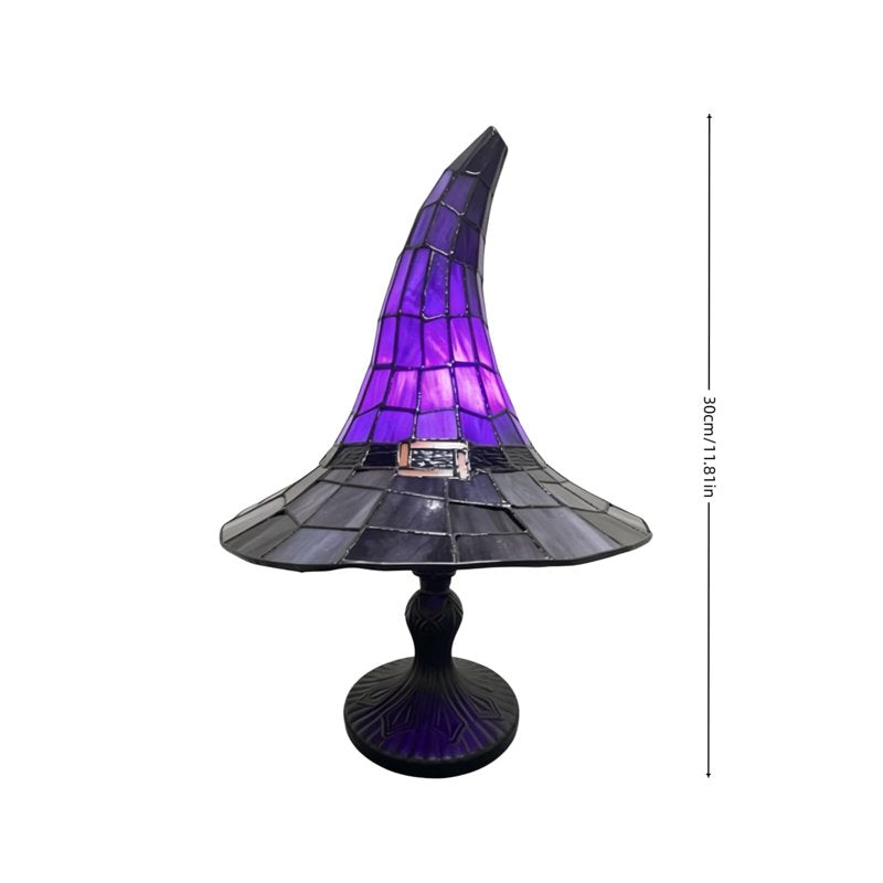 Halloween Witch Hat Lamp with LED Night Light - Gothic Decor for Shelf & Mantel