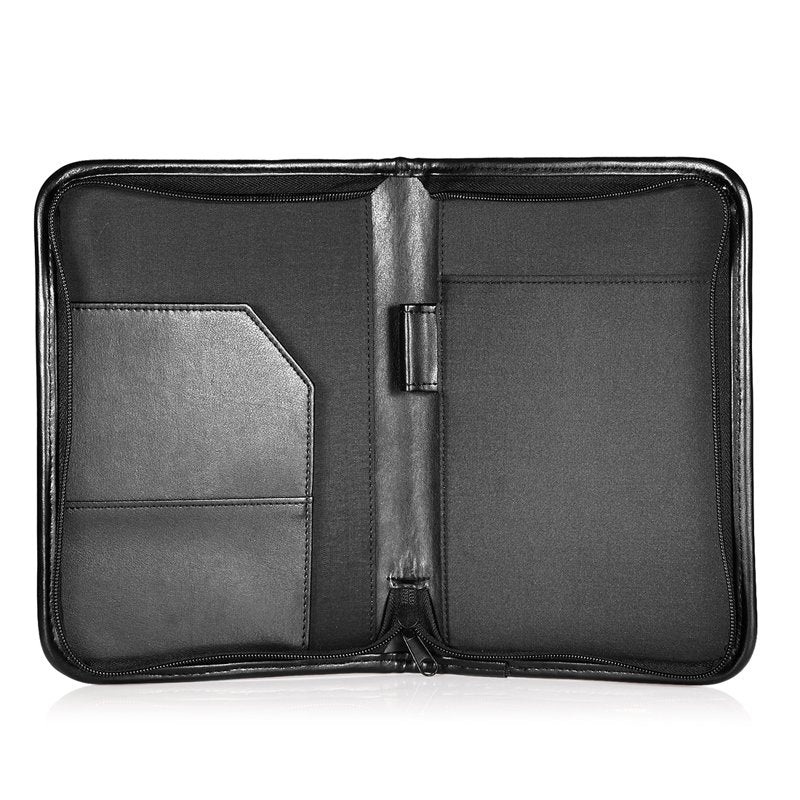 Leather Padfolio Portfolio Folder with Zippered Closure - 7x9.5 Inches