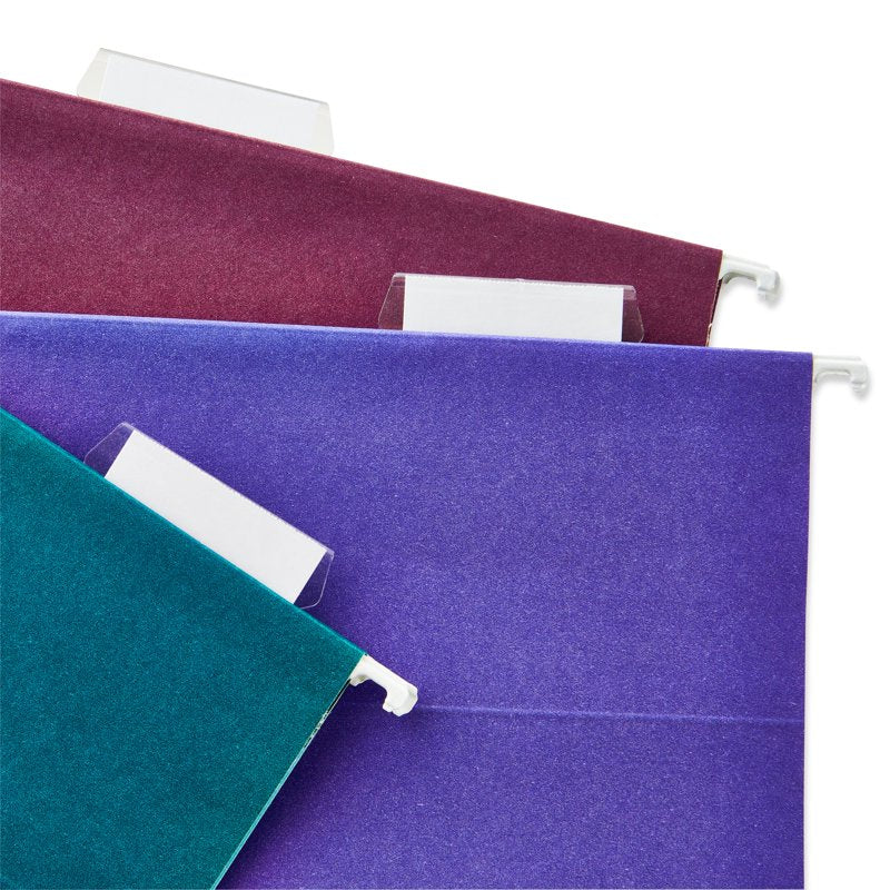 Assorted Jewel Tone Letter Size Hanging File Folders with Tabs - 25 Pack