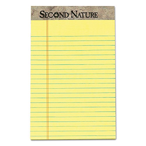 Recycled Ruled Notepad - 50 Sheets, 5 x 8 Inches, Canary, Pack of 12