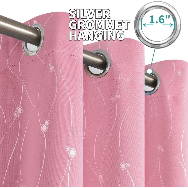 Pink Blackout Curtains 84 Inch Length 2 Panels Set Insulated Room Darkening Drapes