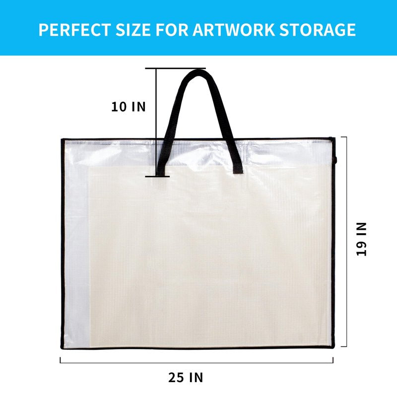 Large 19x25 Inch Art Portfolio Bag with Zipper & Handle for Artwork Storage
