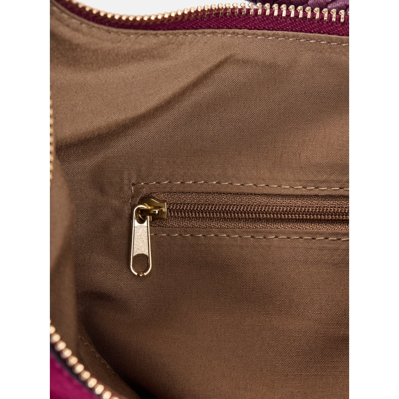 Women’s Top Zipper Shoulder Bag - Faux Suede, Adjustable Strap, Spacious