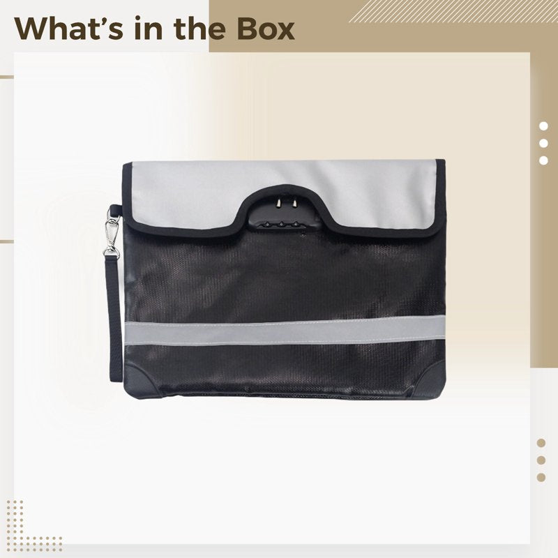 Fireproof Waterproof Document Bag with Lock 13.8x10.2in - Heat Resistant Safe for Travel & Home