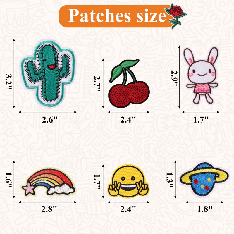 75 Pack Iron-On Embroidered Patches Assorted Styles for Clothes & DIY Projects