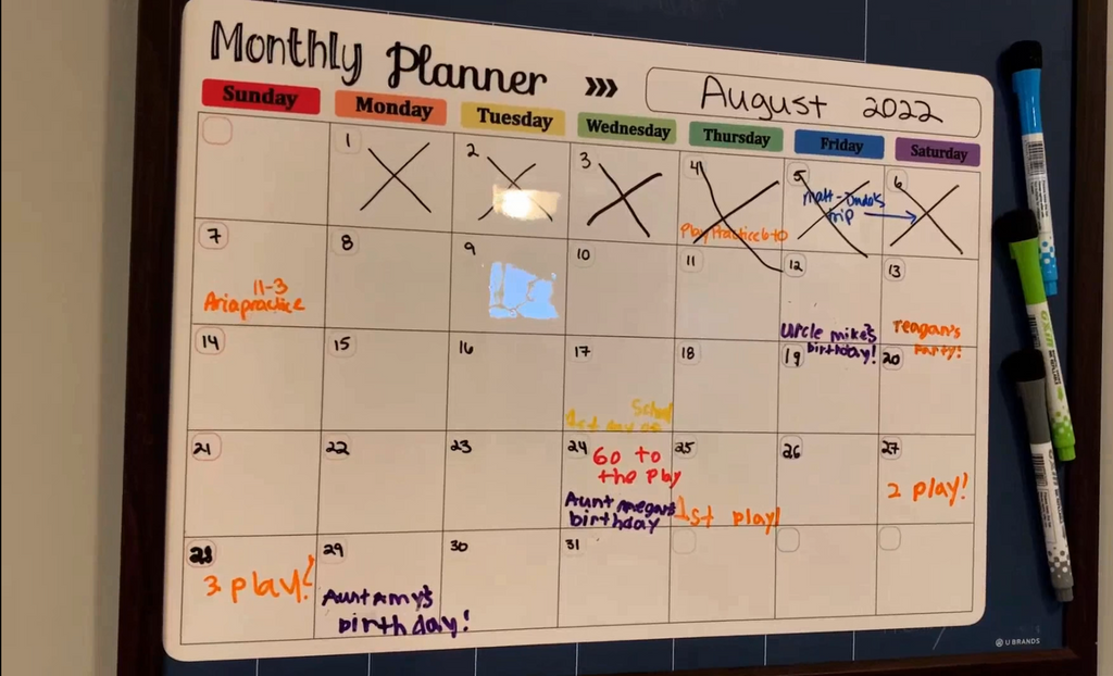 Magnetic Dry Erase Whiteboard Calendar for Fridge - Weekly Meal & Grocery Planner