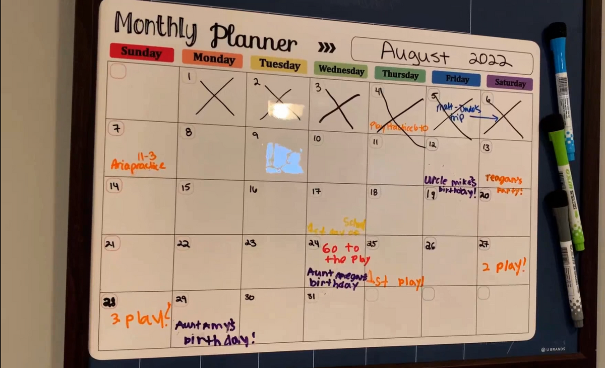 Magnetic Dry Erase Whiteboard Calendar for Fridge - Weekly Meal & Grocery Planner