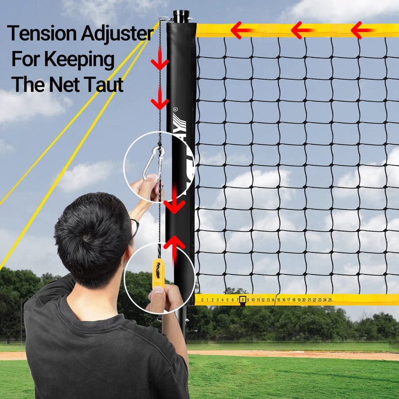 Portable Volleyball Net Set with Adjustable Heights for Outdoor Play 32x3FT