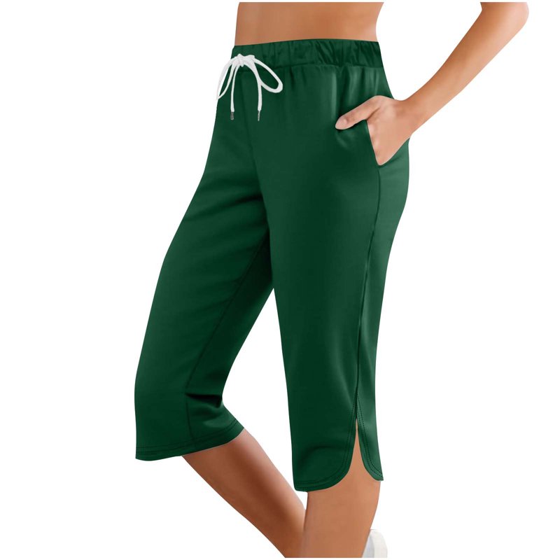 Women's High Waist Capri Pants - Knee Length Athletic Yoga Leggings with Pockets
