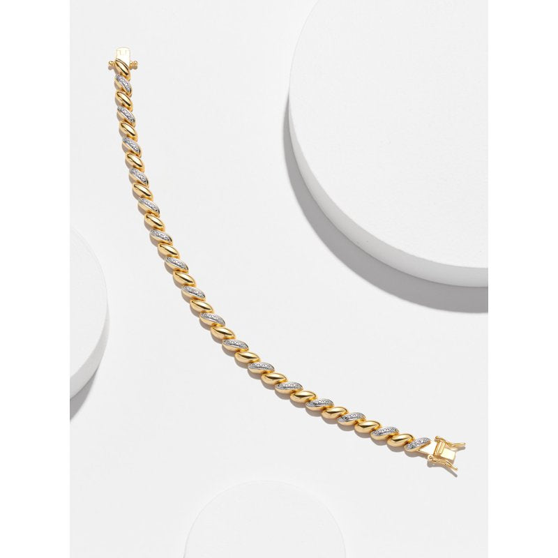 Fine Silver Plated Tennis Bracelet with Diamond Accents - 7.25 Inch