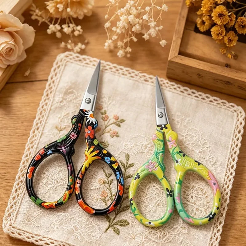 DINNAT Stainless Steel Craft Scissors – 2 Count, Black & Pink (Variation: Black+Green)