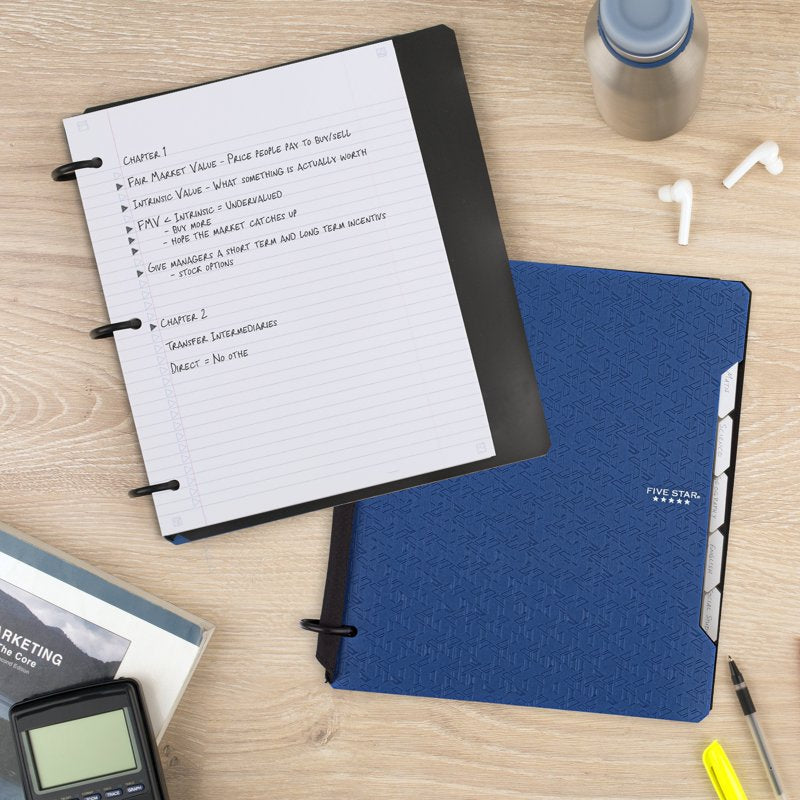 Refillable College Ruled Notebook with 1-Inch Rings and Study App, Pacific Blue