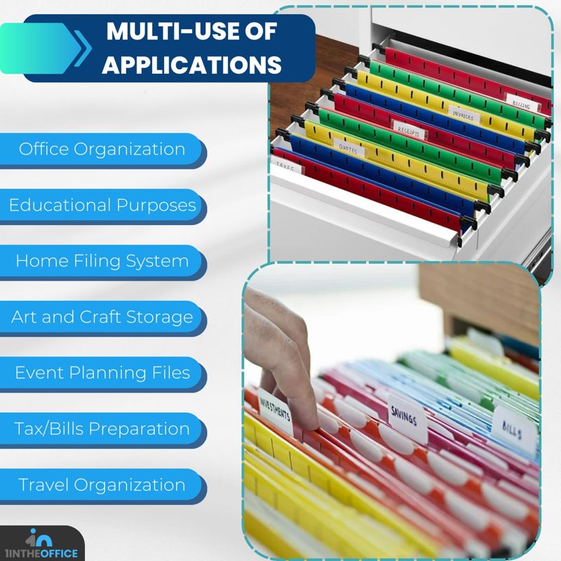 Poly Expanding Hanging File Folders - Letter Size Assorted 10 Pack
