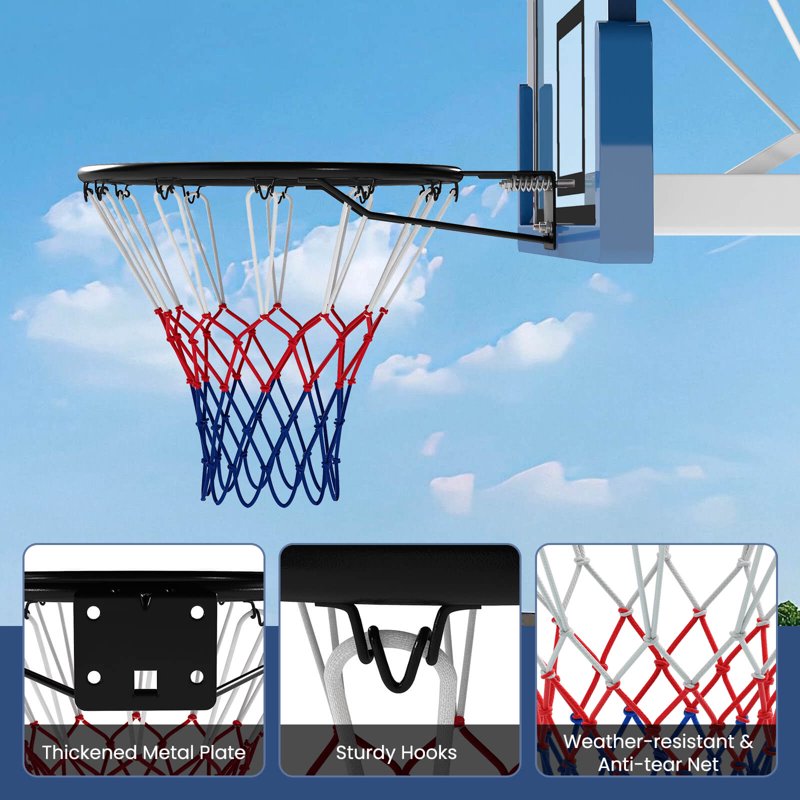 18-Inch Basketball Rim with Double Springs and All-Weather Net - Indoor & Outdoor
