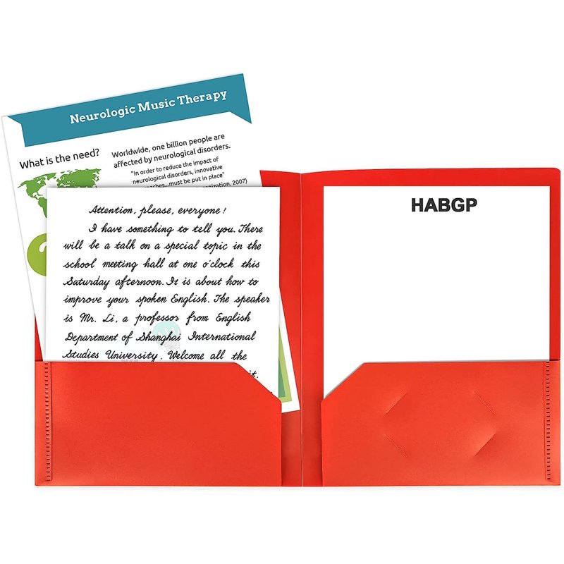 Heavy Duty Multi-Color Plastic Folder with Pockets & Business Card Holder - 6 Pack