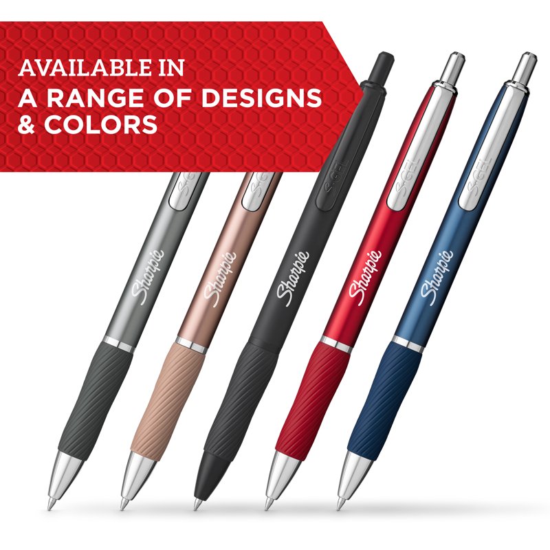 Gel Pens with Metal Barrel - Black Ink, Medium Point (0.7mm), 4 Pack