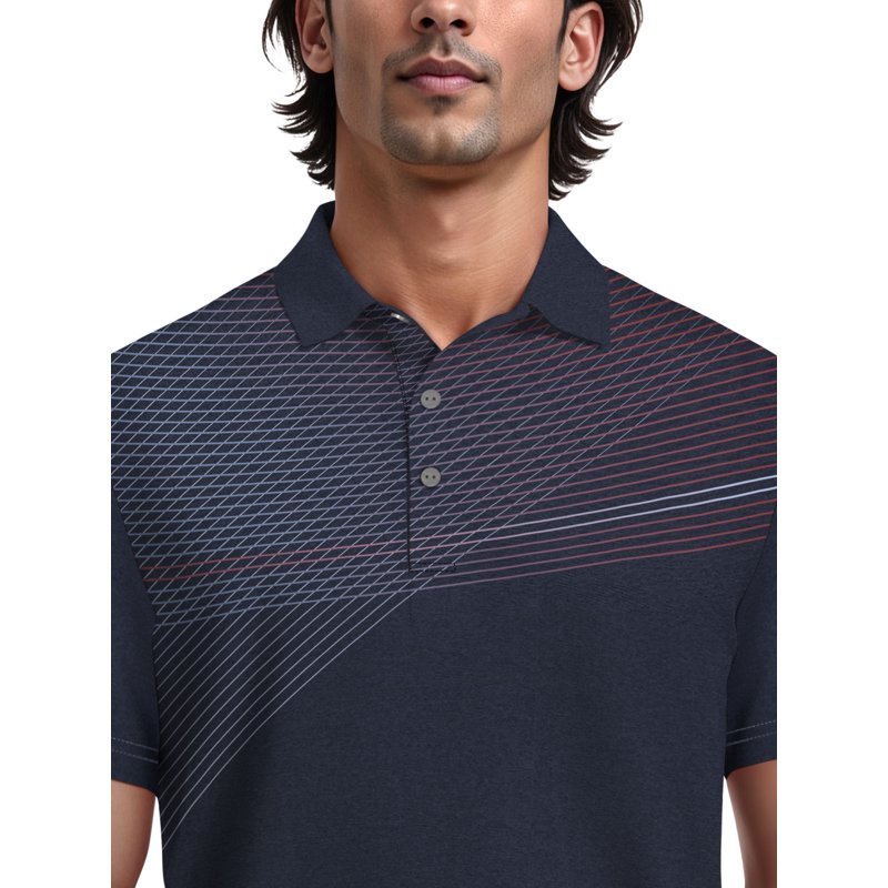 Men's & Big Men's Assymetric Heather Printed Golf Polo - Moisture-Wicking, UV Protection