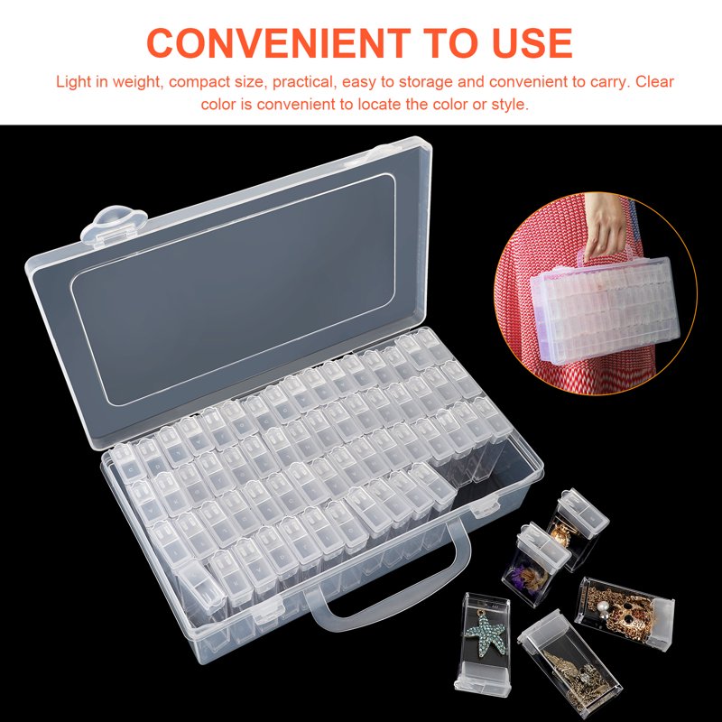 64 Grids Diamond Painting Storage Box with Adjustable Dividers - Bead and Jewelry Organizer