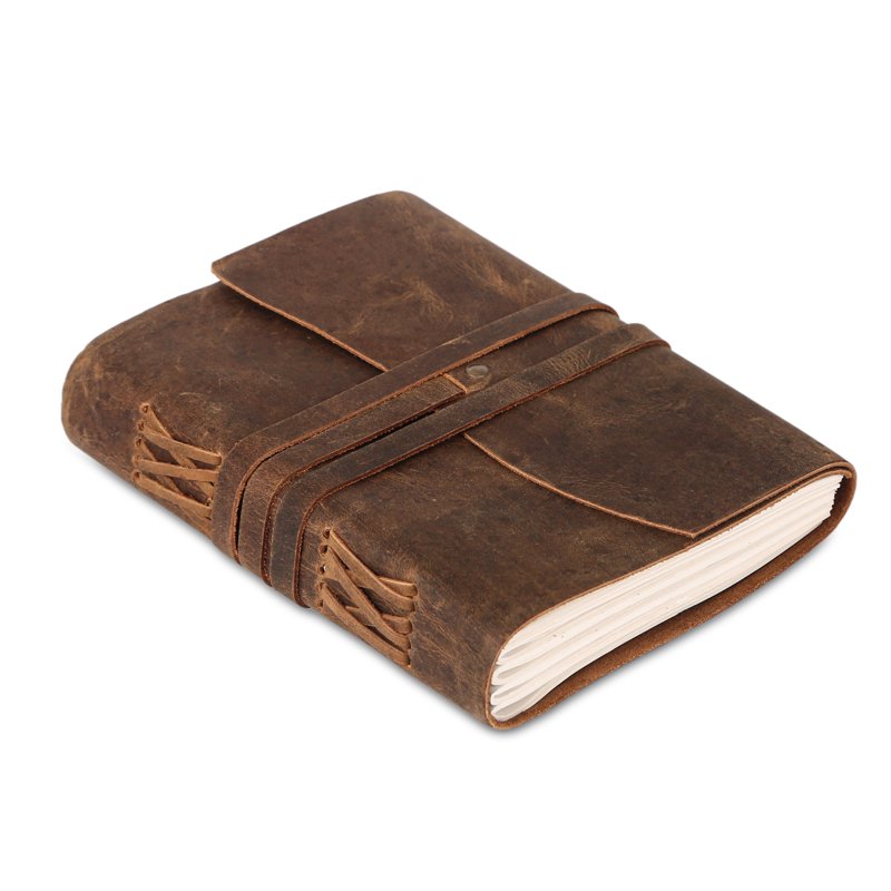 Leather Journal Notebook - Handmade Unlined Writing Pad 8x6 Inches for Artists & Travelers