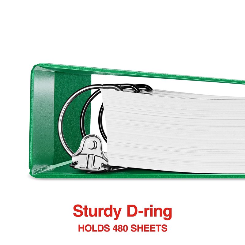 2-Inch 3-Ring View Binder with D-Rings for Office & Organization