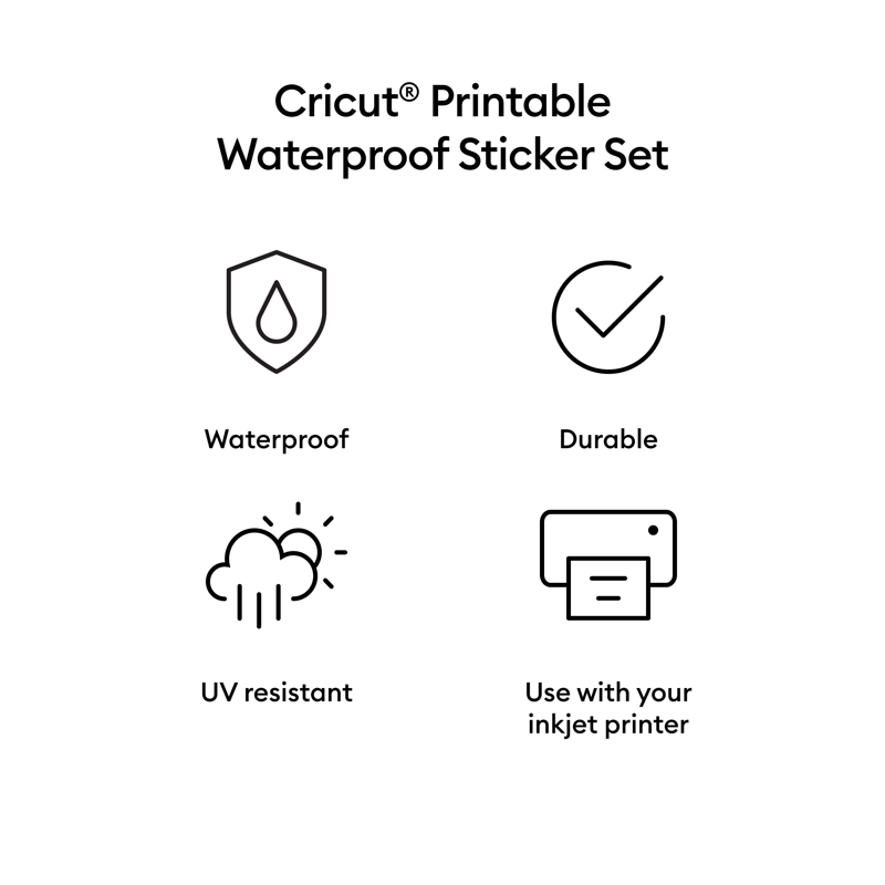 Printable Waterproof Sticker Set for Cricut - 8.5 x 11 Sheets, White & Clear