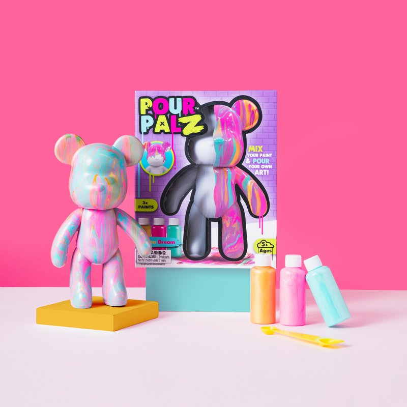 DIY Paint Pour & Craft Kit for Kids & Adults - 9-Inch Bear Figure