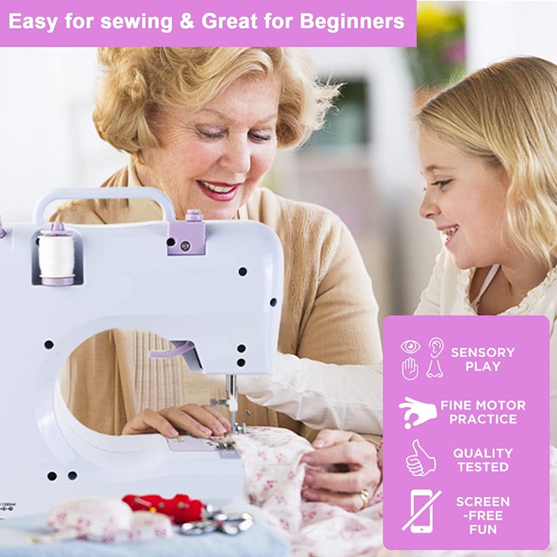 Portable Sewing Machine for Beginners Adults Kids with 12 Stitches & Reverse