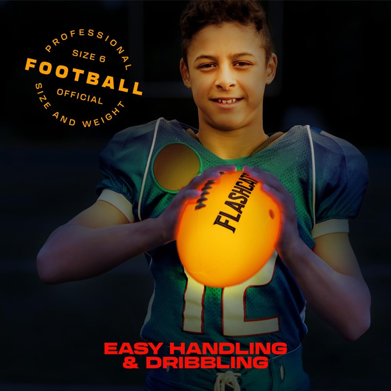 Glow in the Dark Football - Official Size LED Light-Up Sports Ball