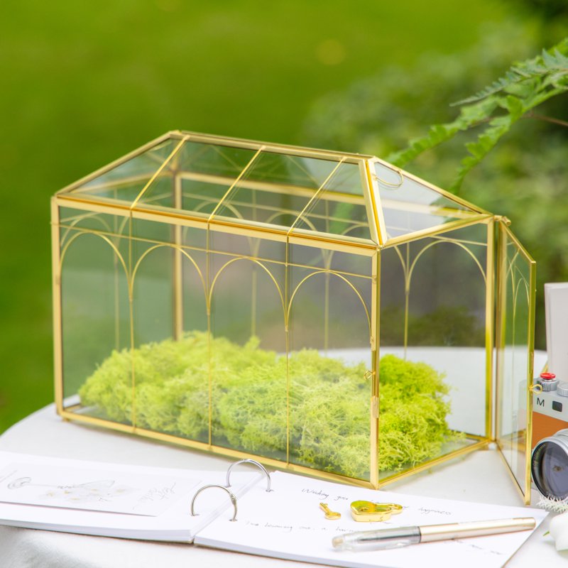 Glass Card Box with Lock and Slot for Weddings and Events - Gold, Silver, Black, Large or Small