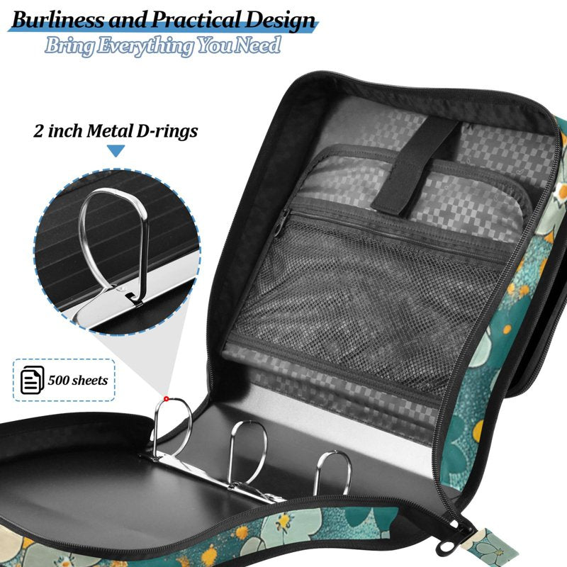 Waterproof 3-Ring Zipper Binder with Shoulder Strap, Holds 500 Sheets