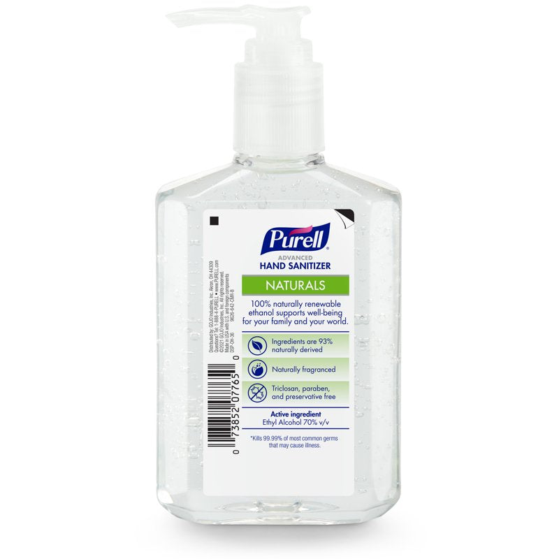 Purell Advanced Hand Sanitizer Naturals Gel with Plant-Based Alcohol, Citrus Scent – 8 oz Pump Bottle, Multiple Sizes & Packs