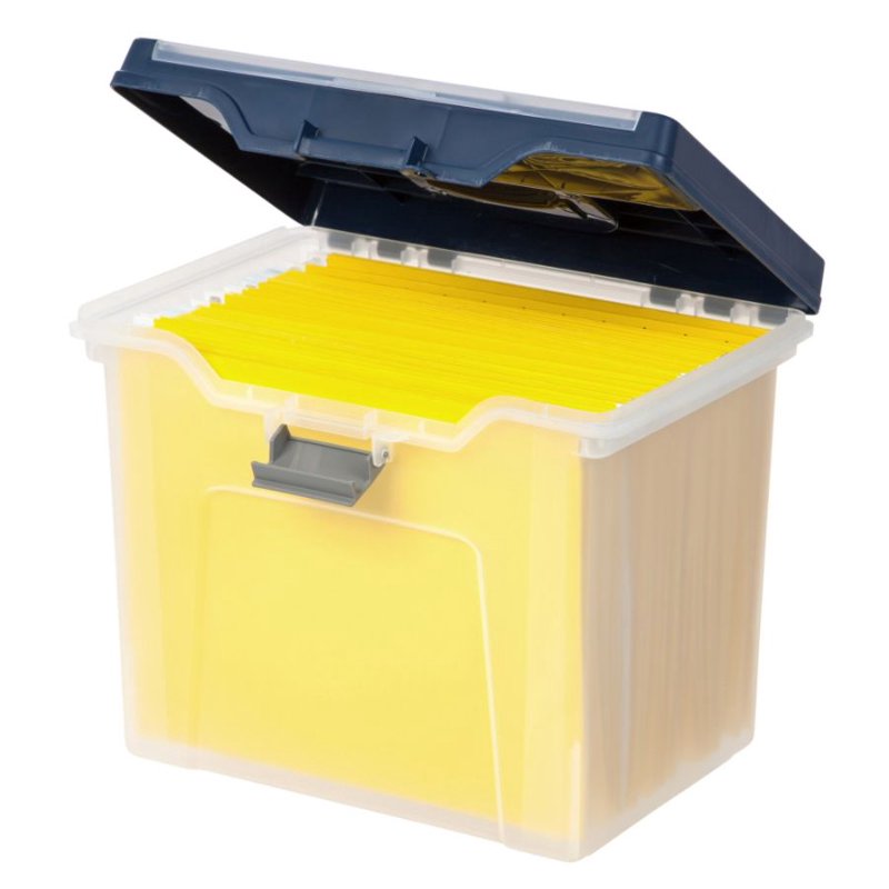 Large Mobile File Box with Lockable Lid - Letter Size, Clear Blue