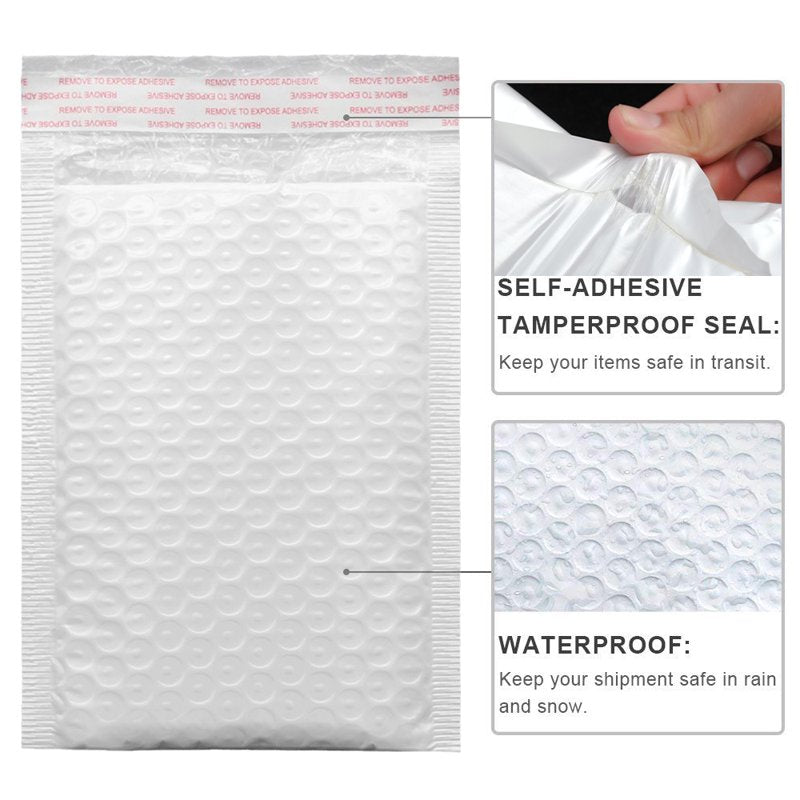 Poly Bubble Mailers with Reinforced Sealing Flap - Multiple Sizes & Quantities