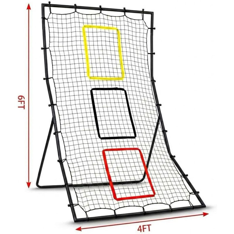 6x4 ft Baseball & Softball Rebounder Net with 3 Target Zones - Pitching and Fielding Practice Equipment