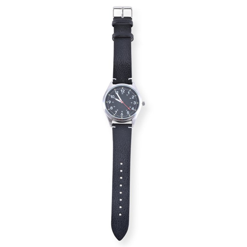 Men's Analog Watch with Water-Resistant Black and Silver Case
