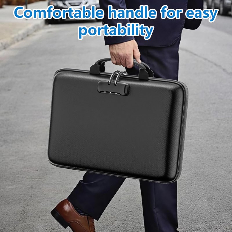 Fireproof Document Box with Lock - Hard Shell Case for Important Files & Valuables