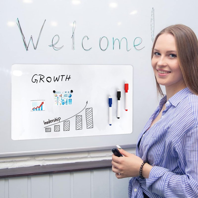 Magnetic Dry Erase Whiteboard for Refrigerator 18x12 Inch, Stain-Resistant Whiteboard Sheet for Kitchen & Office