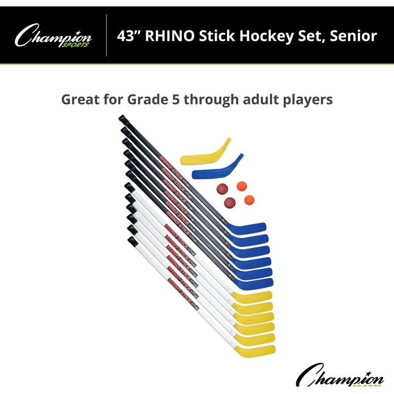 Senior Hockey Stick Set 43 Inches for Indoor & Outdoor Play