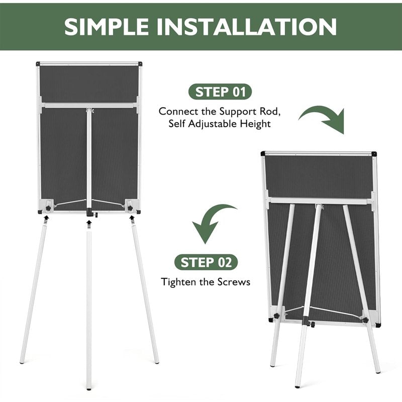 Portable Magnetic Whiteboard Easel Stand with Adjustable Height 44-66 Inches