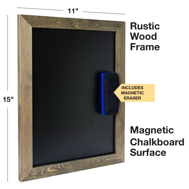 Rustic Tabletop Magnetic Chalkboard with Accessories for Kitchen & Events