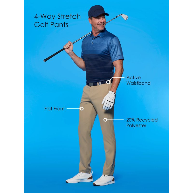 Men's Golf Pants with 4-Way Stretch and Active Waistband - Lightweight, Moisture-Wicking
