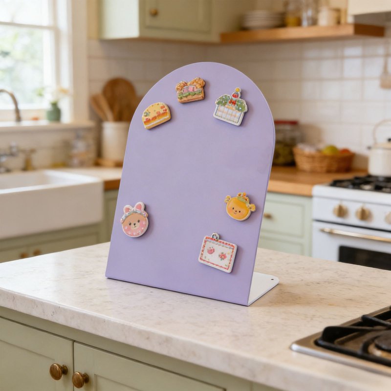 Metal Magnetic Message Board - Reusable Iron Memo Display, Purple