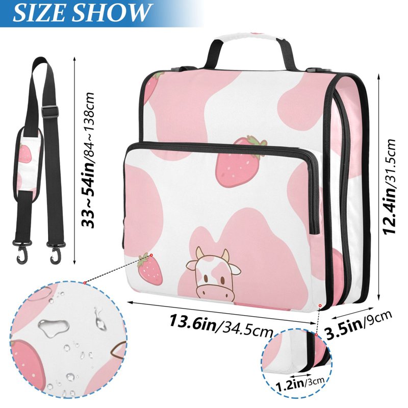 Waterproof 3-Ring Zipper Binder with Shoulder Strap, Holds 500 Sheets, Multiple Colors
