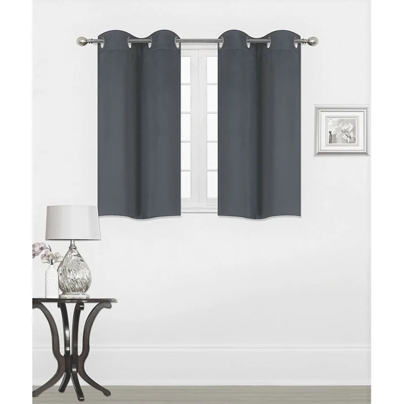 Thermal Blackout Grommet Window Curtain Panel - 28x36 Dark Gray, Energy Efficient