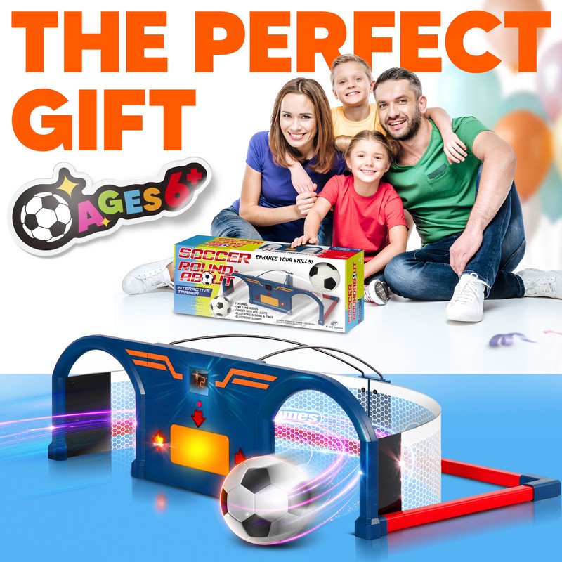 Soccer Trainer Ball Set with Interactive RoundAbout Arcade - Indoor Skill & Reflex Training