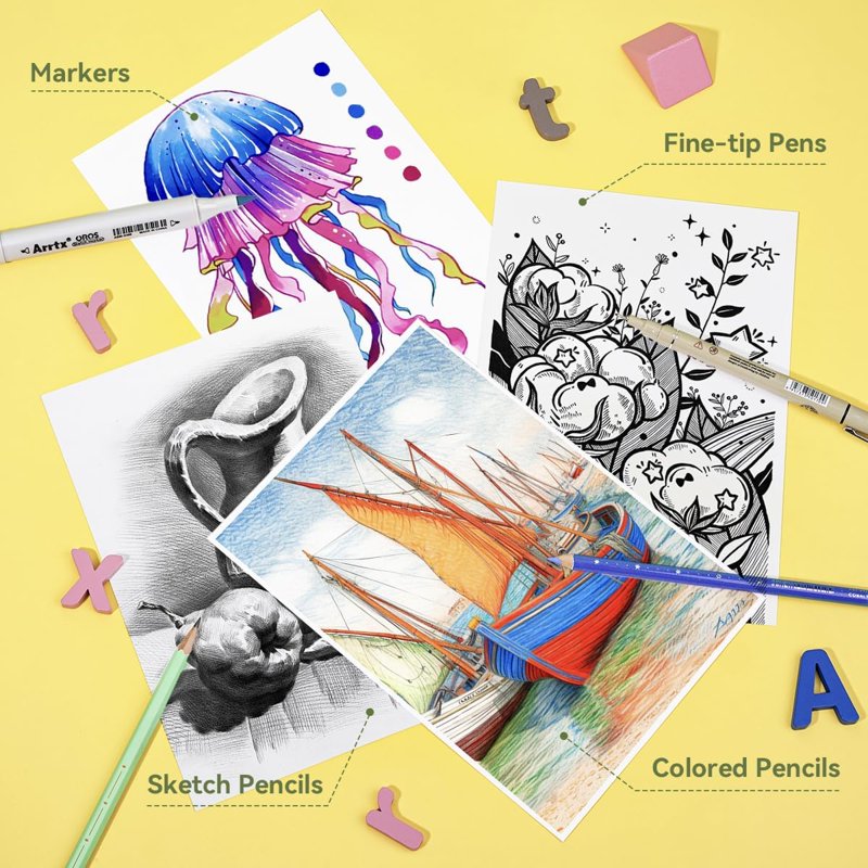Artist Sketchbook with 120 Sheets, 8.3 x 5.8 Inches, Acid-Free Drawing Paper